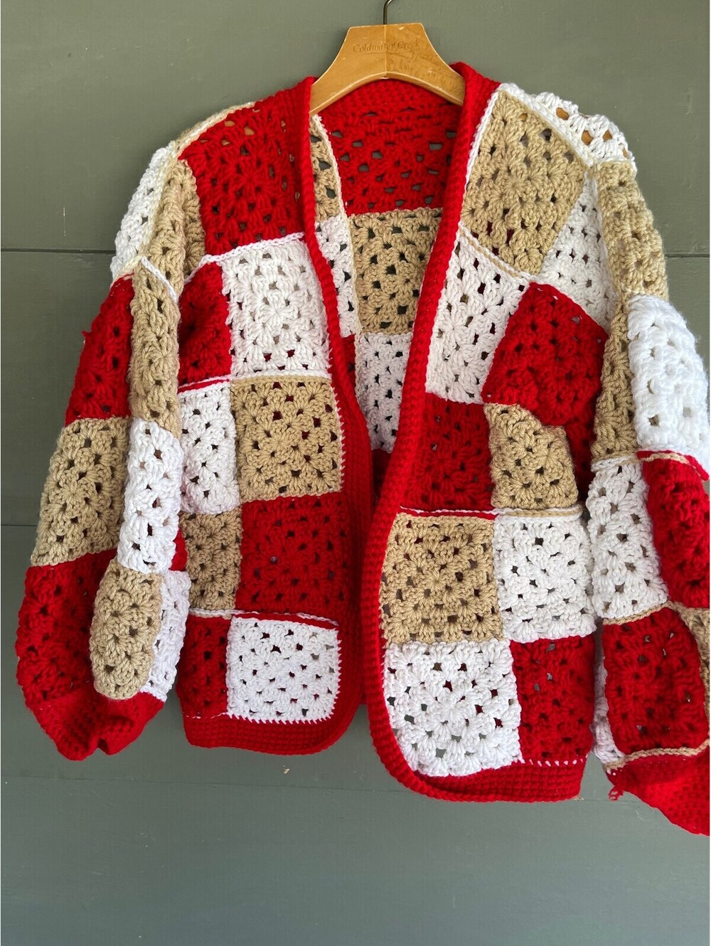 Vintage 70s CROCHETED Granny Squares HIPPY Sweater CARDIGAN medium [COPY] [COPY]